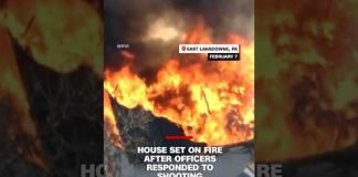 House set on fire after officers responded to shooting
