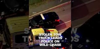 Watch: Stolen tow truck leads police on wild chase