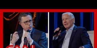 Colbert asks Biden about not having a Trump International Golf Club trophy. Hear his response