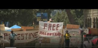Pro-Palestinian protesters block UCLA students from entering campus