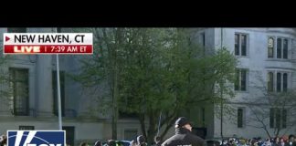 Riot police at Yale as hundreds of students hold anti-Israel protest