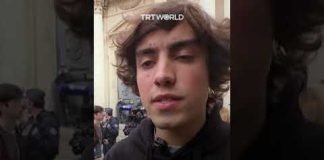 Students protest against Israeli attacks on Gaza outside Sorbonne University