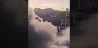 Palestinian house collapses into rubble following Israeli air strike