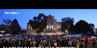 Police mass near UCLA protest camp, a day after violent clashes