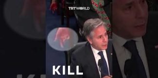 Pro-Palestine activist uses ‘bloodied’ hand gesture to protest Blinken’s support for Israel