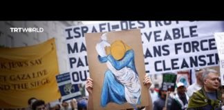 Pro-Palestine protesters rallied in London amid Israeli attacks