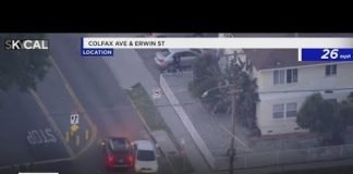 Pursuit suspect crashes into moving car