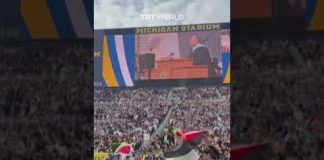 Students protest for Palestine during Michigan University commencement