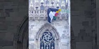 Palestinian flag hung from Milan Cathedral by former Italian MP