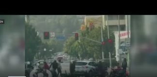 Wild video shows group of bikers attacking security guard's car in Hollywood
