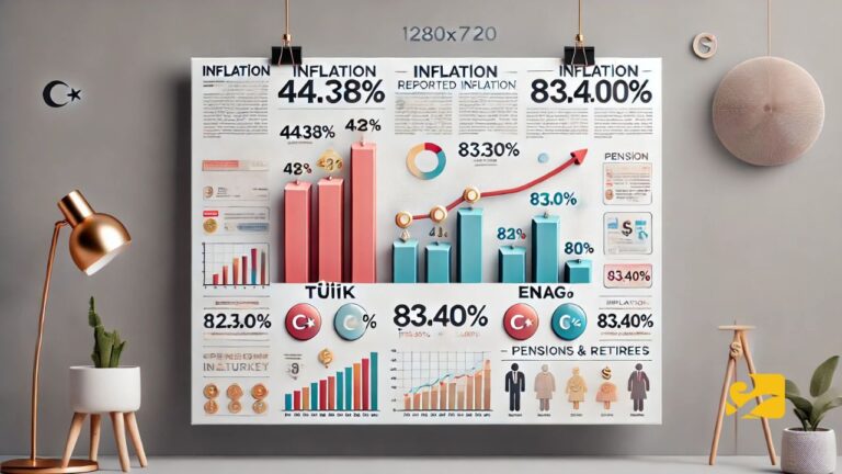 Graph comparing TÜİK and ENAG inflation rates in Turkey, highlighting the real purchasing power gap for retirees in 2024.